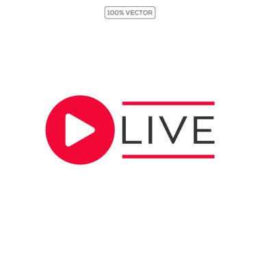 Live Button Vektörü, Modern Kırmızı Akımlı Simge Tasarımı Şeffaf Arkaplan şablonu