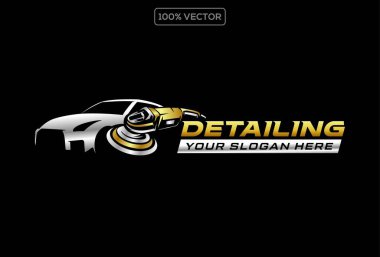 Araba logosu, oto yıkama logosu, otomotiv logosu. Spor aracı vektör illüstrasyon unsuru