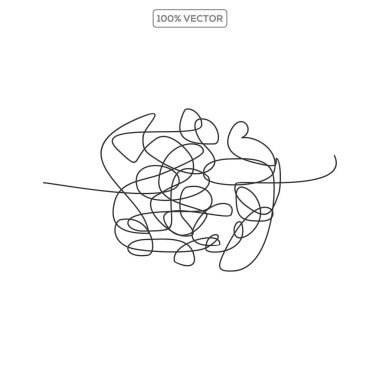 Dama demiri. Kaos çizgileri, el çizimi karmaşa, çılgın karmaşa karalama, kafası karışık beyin karalama, karmakarışık konsept çizgi vektörü