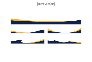 Dalga sarı mavi ayırıcı taban koleksiyonu, modern bölücüler vektör tasarım örnekleme elementi şablonunu şekillendirir
