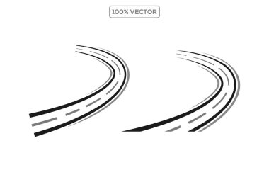 Eğri katranlı yol veya otoyol ikonu vektör illüstrasyon elementinin kümesi