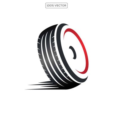 Düz Tasarım Lastik Logosu, Hızlı Siyah Tekerlek Vektör Görüntü Arkaplan Şeffaflığı