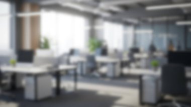 Boş modern ofis içi doğal güneş ışığıyla doldu..