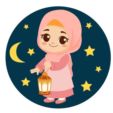 Ramazan Müslüman tesettür kızı fener getir.