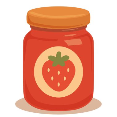 Cam kavanozda çilek reçeli.