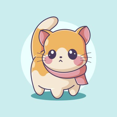 Büyük gözlü sevimli kedi, vektör.