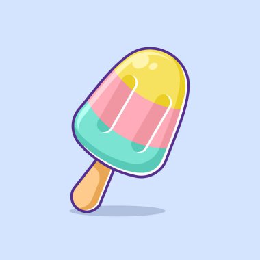 Tatlı çubuk şeker ikonu, çizgi film tarzı.