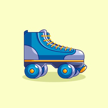 Beyaz arka planda çizgi film tarzında paten ikonu. Paten vektör illüstrasyonunda.