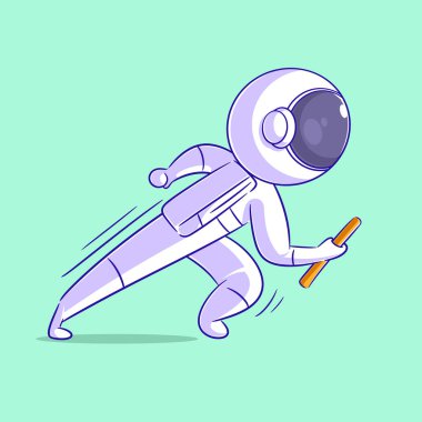 Astronauts are playing the relay race with great enthusiasm