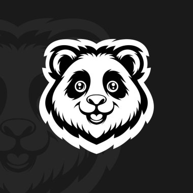 Panda yüzlü maskot esport logo vektörü