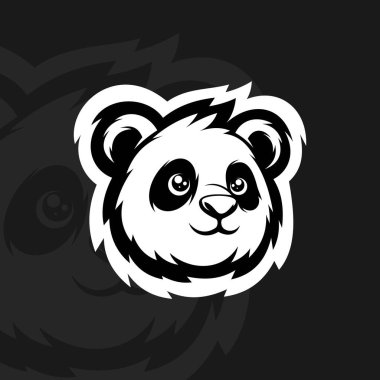 Panda baş maskotu esport logo vektörü
