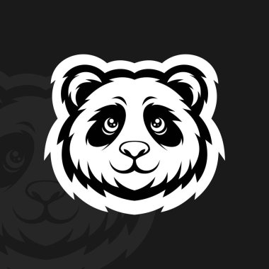 Panda baş maskotu esport logo tasarımı vektörü