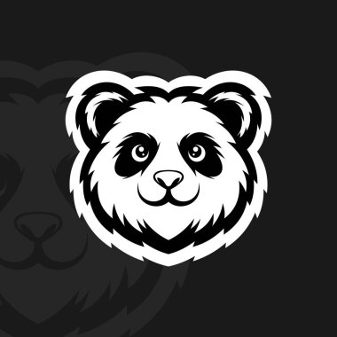 Panda yüz maskotu esport logo tasarımı vektörü