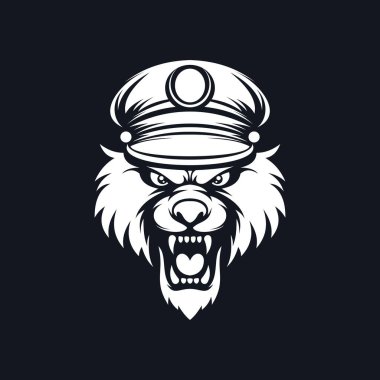 Kurt şapkalı, maskot logosu çizimi.