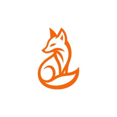 Markalaşmak için beyaz arka planda modern turuncu tilki logosu