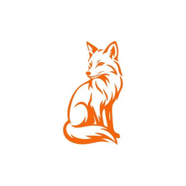 turuncu tilki logosu vektör tasarımı çizimi -