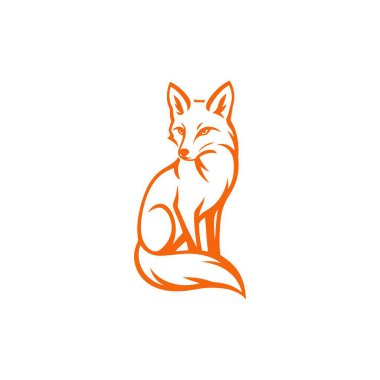 Modern tasarım projeleri için canlı turuncu tilki çizimi