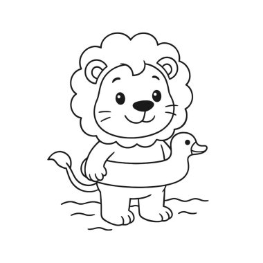 Küçük aslan çizgi film vektör illüstrasyon grafik tasarımı