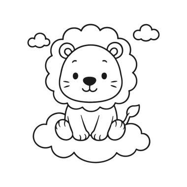 Bulut simgesi vektör çizimi olan sevimli aslan