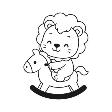 cute lion with baby toy vector illustration design