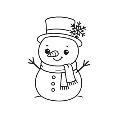 sevimli kardan adam karakter ikon vektör çizimi tasarımı