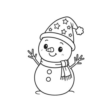 sevimli kardan adam karakter ikon vektör çizimi tasarımı