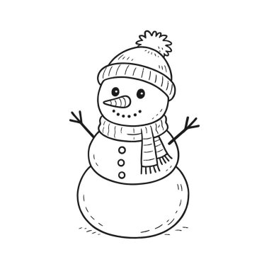 vektör, beyaz zemin üzerine kardan adam çizgi film