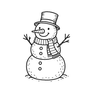 El çizimi kardan adam. Bir kardan adamın vektör çizimi