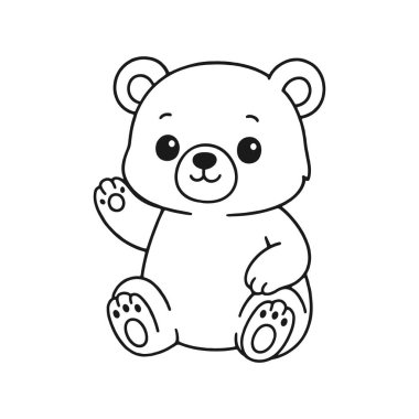 Sevimli küçük ayı karakteri. Çocuklar için çocuksu vektör illüstrasyonu, kreş, çocuk odası, poster, kart, baskı, tekstil