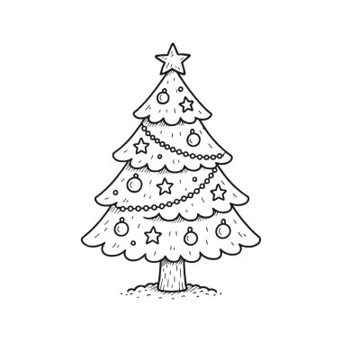 Yıldızlı Noel ağacı. Yıldızlı Noel ağacı. vektör illüstrasyonu.