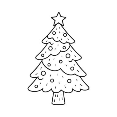 Noel ağacı karalama simgesi, vektör illüstrasyonu