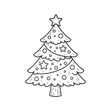 Noel ağacı karalama simgesi, vektör illüstrasyonu