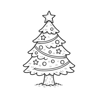 Vektör el çizilmiş Noel ağacı. Noel ağacını karala.