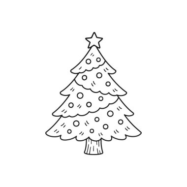 El çizimi Noel ağacı