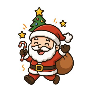 Noel Baba, bir çuval Noel hediyesi, vektör.