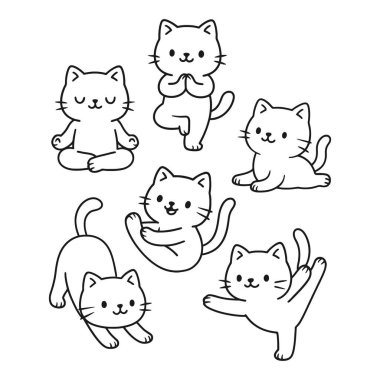 Bir grup kedi vektör çizimi yapıyor. izole vektör.