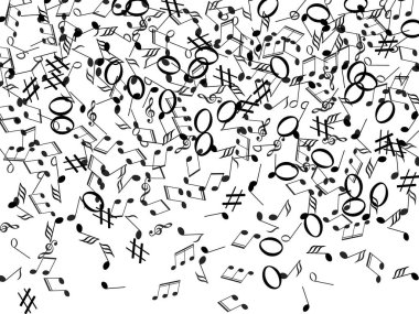 Beyaz arka planda izole edilmiş siyah müzik notaları. Pankart, poster ve tebrik kartı için vektör vektör tasarımı..