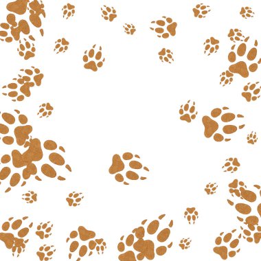Beyaz arka planda kusursuz kahverengi hayvan pençesi izleri var. Evcil hayvan temalı tasarımlar, ambalaj kağıdı, kumaş, çocuk el sanatları ve oyuncu dekorlar için mükemmel. Temiz, çok yönlü ve eğlenceli.!