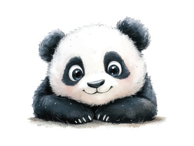 Bir pandanın suluboya el çizimi.