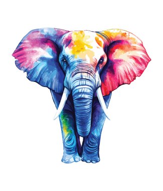 Çiçekli suluboya fil