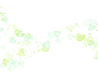 Çok renkli sonbahar yaprakları uzayda uçar ve havada uçar. Yeşil yapraklardan oluşan dalgalar kümesi