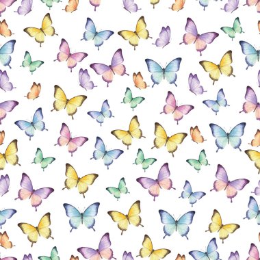 Kelebekler ile suluboya desen