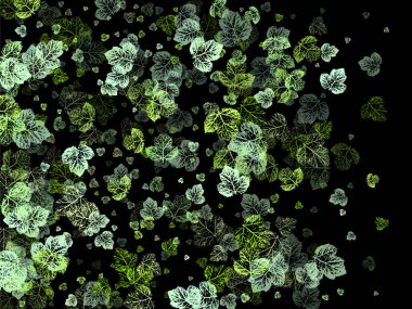 Orman Tasarımı, Doğa Elementleri. Ekoloji Vektörü İllüstrasyonu. Uçan yeşil yapraklar.