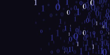 Siyah arkaplan ve mavi numaralar 0101. 3d hazırlayıcı