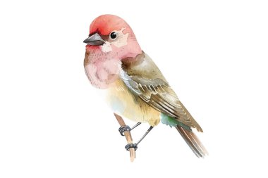 El yapımı suluboya kuş. Kuş ve kuşun suluboya çizimi