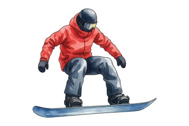 Vektör çizimi. Bir suluboya ile izole edilmiş kayakçı