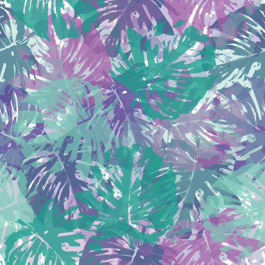 Tropik bitkilerden, çiçeklerden, çiçeklerden, yapraklardan oluşan yeşil duvar kağıtları. Yazın pankart için egzotik bitkilerin yaprakları. Kusursuz desenler