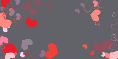 Sevgililer Günü için farklı renkli konfeti kalplerine sahip kusursuz bir arka plan. İltifatlar, davetiyeler, posterler, broşürler, afişler, kupon tasarımı şablonu.