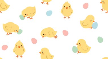 Güzel tavuk deseni. Beyaz arkaplanda çizgi film tavuğunun vektör çizimi