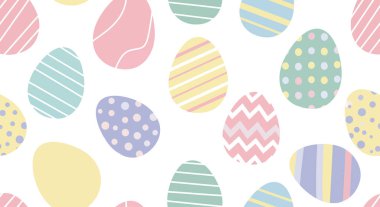 Paskalya yumurtaları pürüzsüz, renkli vektör arkaplanlı. el çizimi karalama biçimi